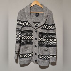 Sansara Women’s Cardigan Sweater Jacket Gray Black Knit Wool/Blend